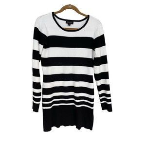 AB‎ Studio Black And White Striped Long Sleeve Sweater Size XL